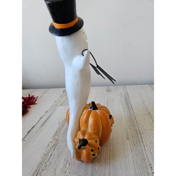 Large ghost boo statue figurine pumpkin jack-o'-lantern unique Halloween decor c - Picture 7 of 10